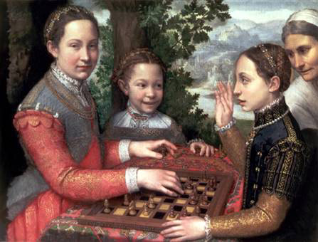 Artist's Sisters Playing Chess and Their Governess