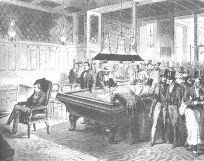 Paul Morphy jugando 8 partidas a ciegas en el Café de la Regence (Paris) -  Le Monde Illustré, 16.10.1856